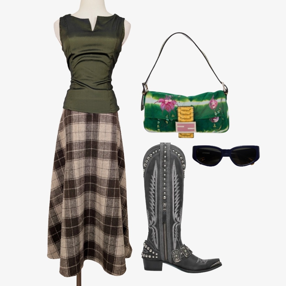 Plaid Midi Skirt